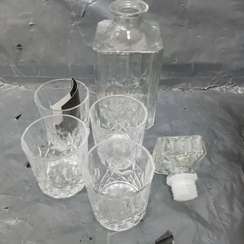 BARCRAFT CUT GLASS EFFECT DECANTER SET - COLLECTION ONLY 