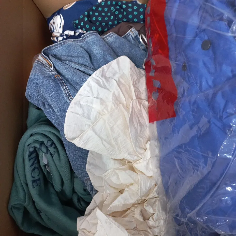 APPROXIMATELY 25 ASSORTED CLOTHING PRODUCTS IN VARIOUS STYLES & SIZES