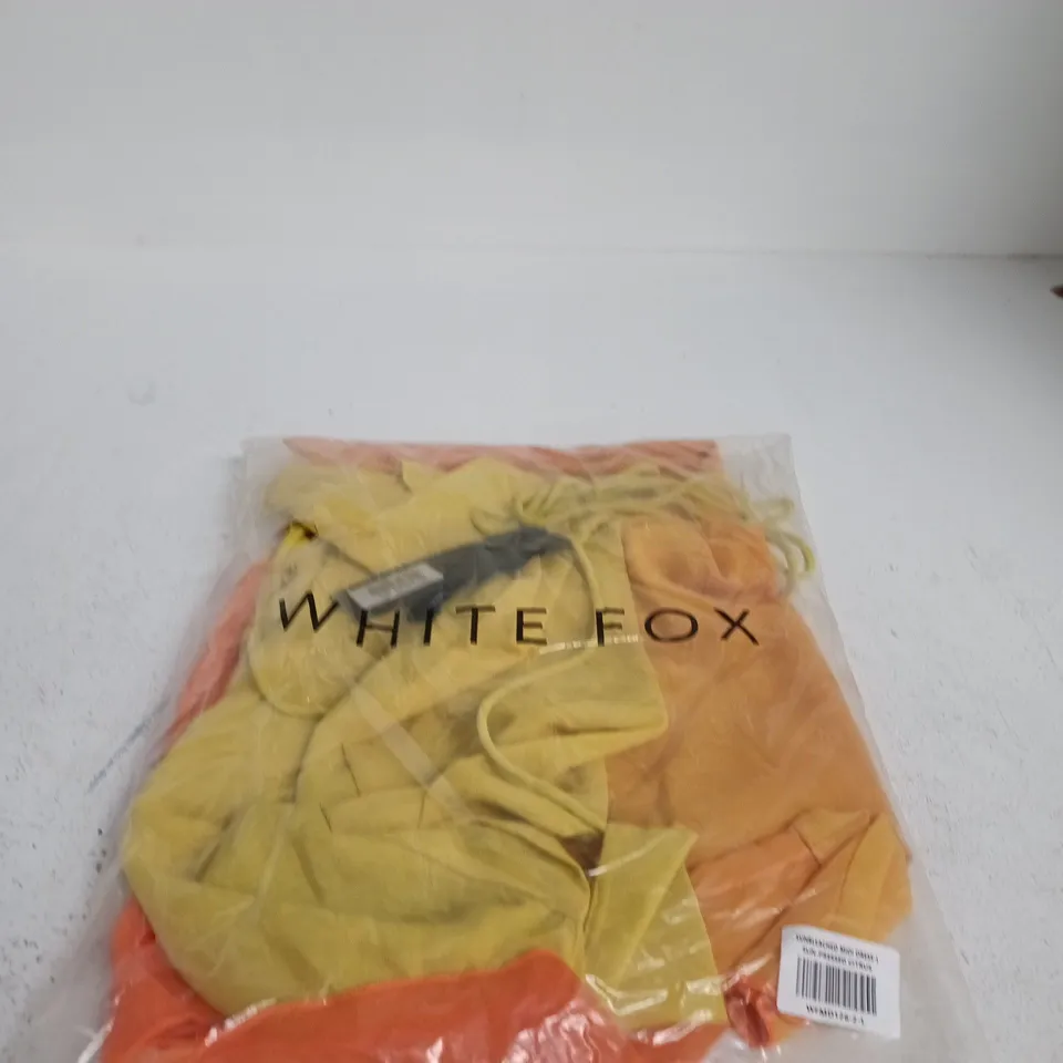 WHITE FOX SUNBLEACHED MIDI DRESS – SUN-PRESSED CITRUS, SIZE L