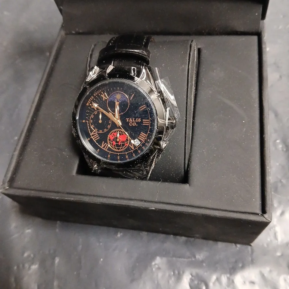 TALIS CO. WRISTWATCH IN BLACK PRESENTATION BOX