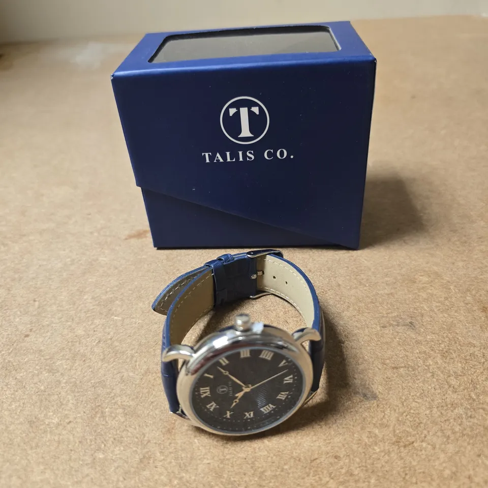 TALIS CO. WATCH – BLUE DIAL AND BLUE LEATHER STRAP