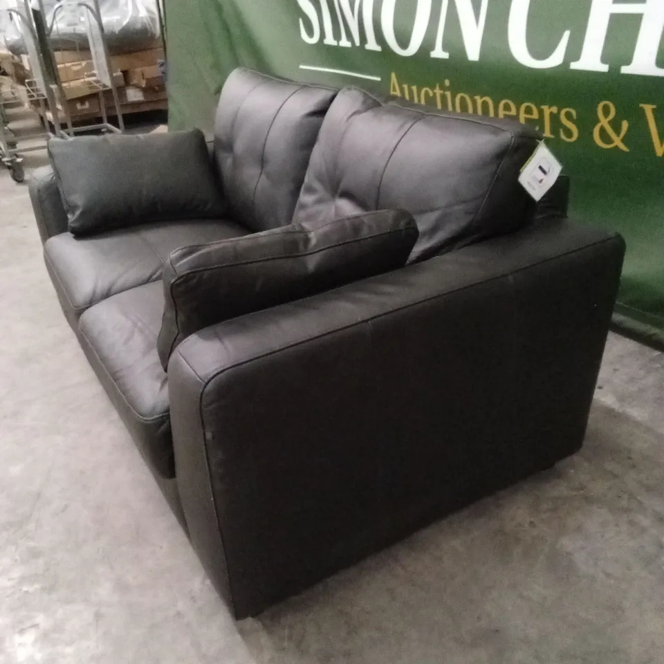 ARDEN ITALIAN LEATHER 2 SEATER SOFA - BLACK RRP £1299