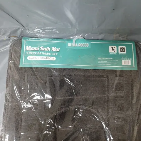 OLIVIA ROCCO MIAMI 2 PIECE BATH MAT SET - DARK GREY