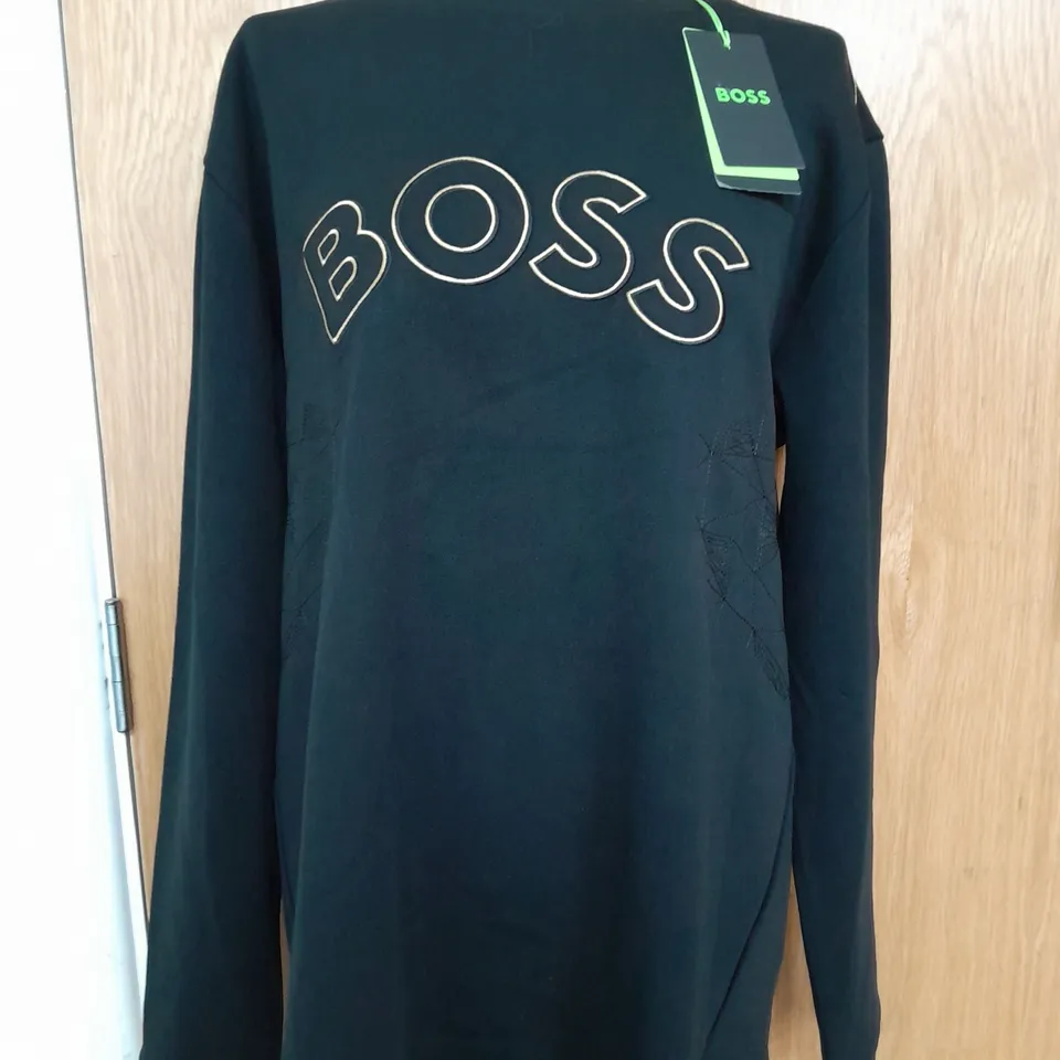 BOSS SALBO ICON SWEATER IN BLACK/GREEN - XXL