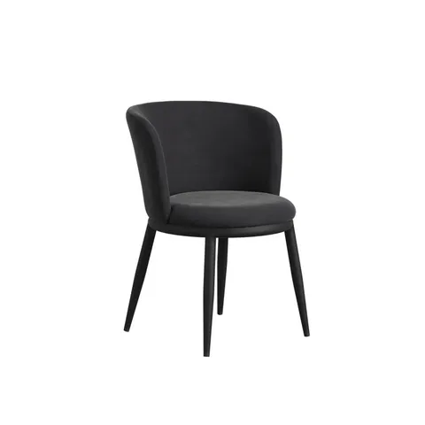 BOXED SET OF 2 MULAK VELVET UPHOLSTERED BACK DINING CHAIRS - BLACK (2 BOXES)