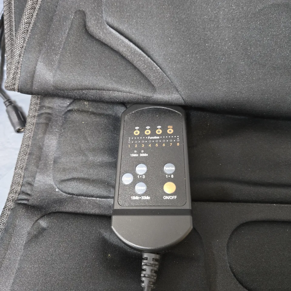 PORTABLE ELECTRIC BACK MASSAGE CUSHION, DESIGNED FOR CHAIRS AND CAR SEATS. UNBOXED WITH PLUG