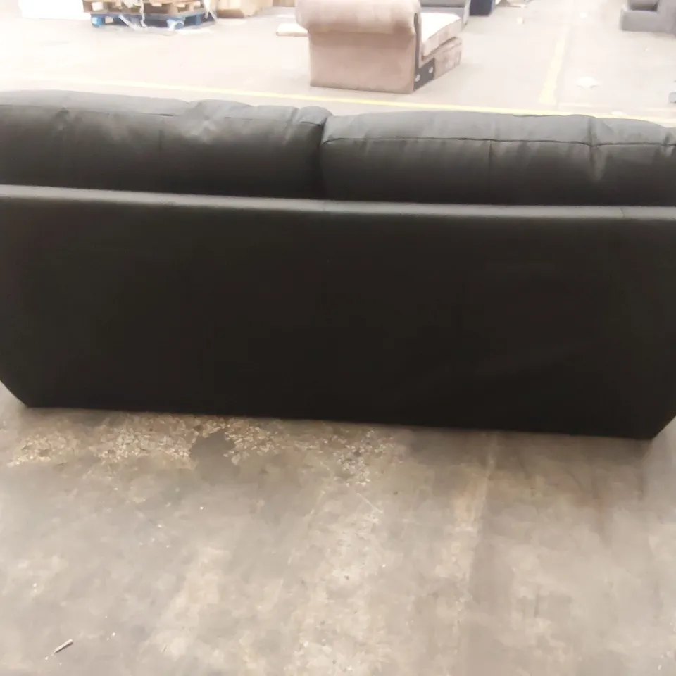 QUALITY DESIGNER SHAY 3-SEATER LEATHER SOFA - BLACK 