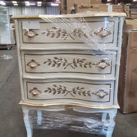 STYLISH 3 DRAW SET OF DRAWERS -WHITE/GOLD-