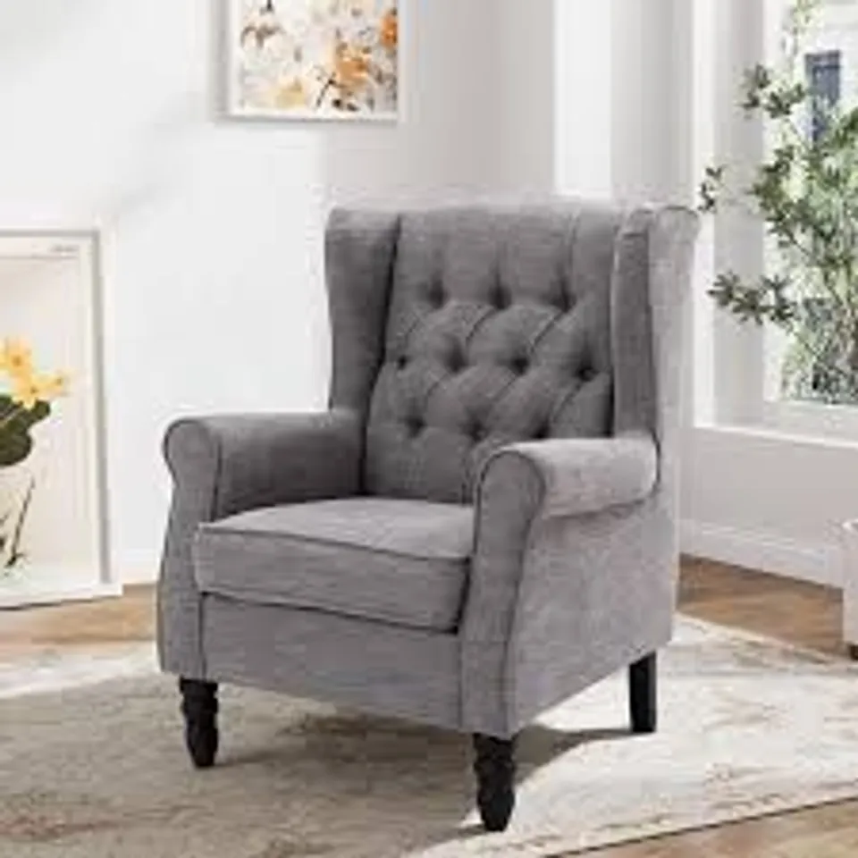 BOXED COLAMY MID-CENTURY MODERN LIVING ROOM ACCENT CHAIR - GREY (1 BOX)