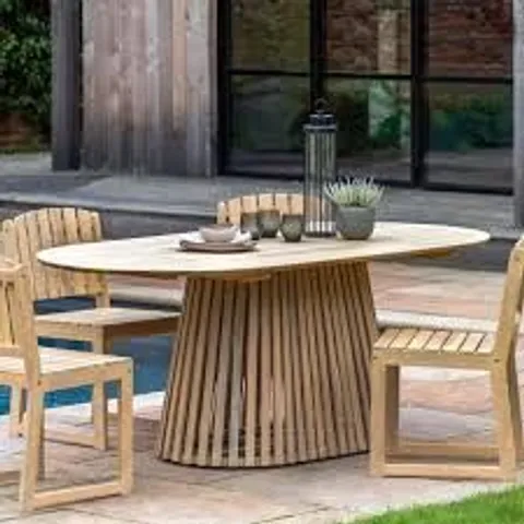 BOXED RIALTO OUTDOOR OVAL ACACIA WOOD DINING TABLE - 6 SEATER (2 BOXES)