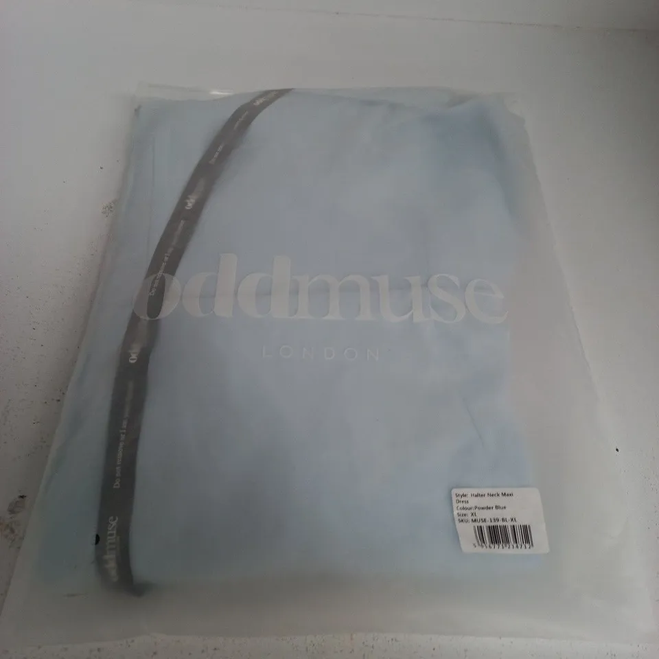 ODDMUSE POWDER BLUE HALTER NECK MAXI DRESS – SIZE XL