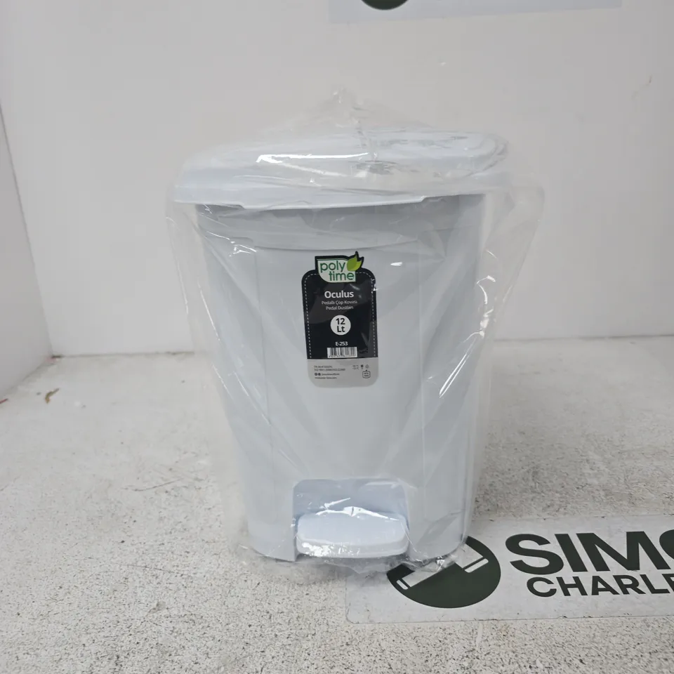 OCULUS 12 L PEDAL DUSTBIN – WHITE (POLY TIME)