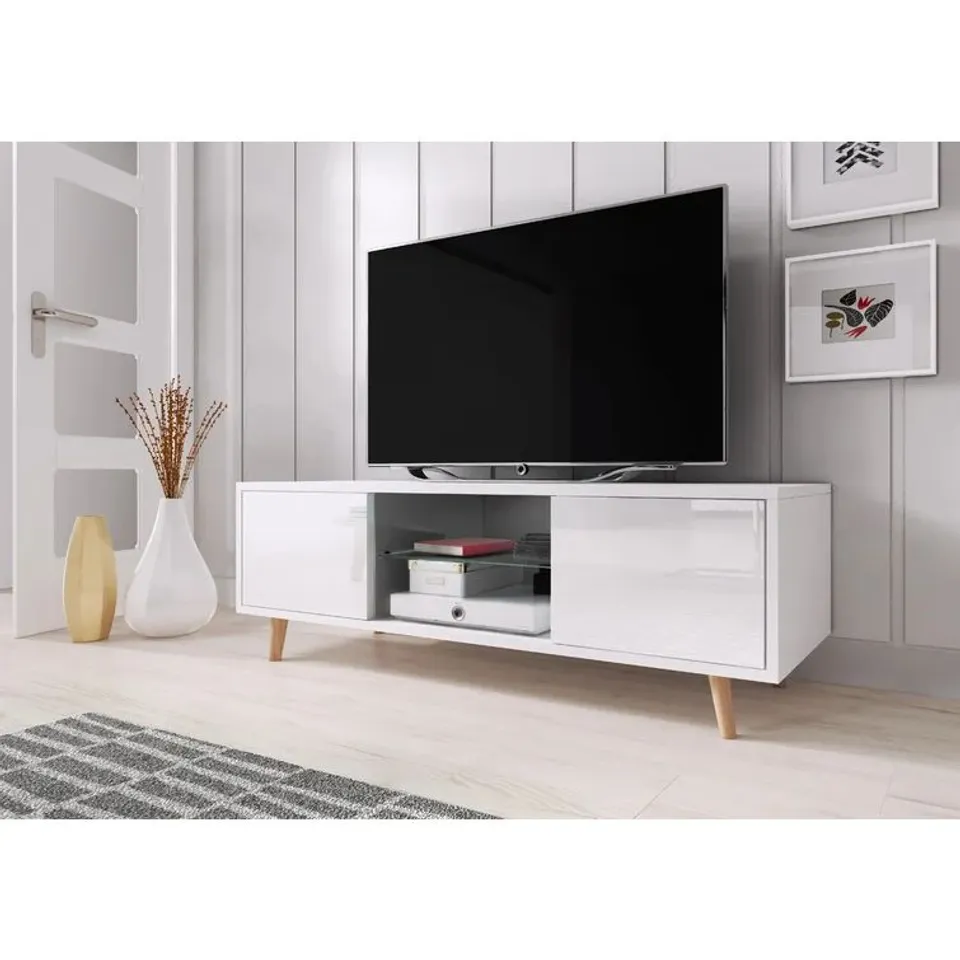 BOXED AGUIRRE TV STAND FOR TV'S UP TO 55"