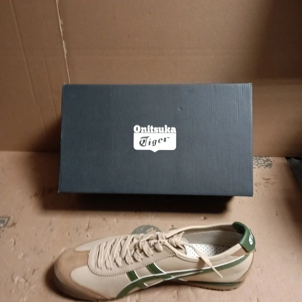 ONITSUKA TIGER TRAINERS – BEIGE/GREEN – BOXED - UK SIZE 10 