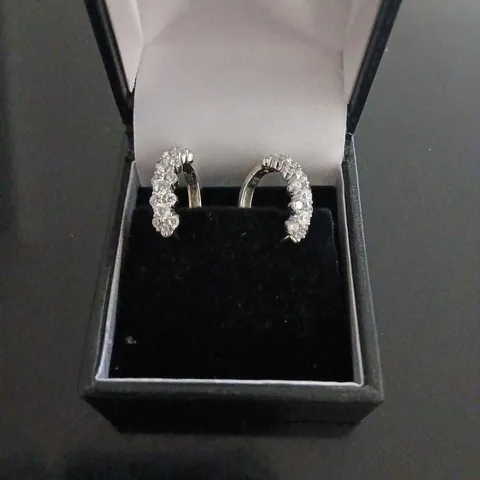 DIAMONIQUE SCTT STERLING SILVER HOOP EARRINGS RHODIUM PLATED