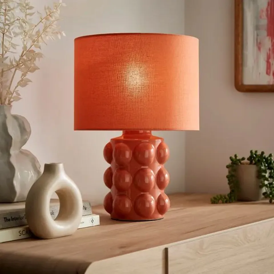 BOXED BOBBLE TABLE LAMP RED