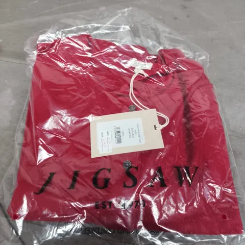 JIGSAW TEXTURED JERSEY CARDIGAN JACKET – RED – LARGE