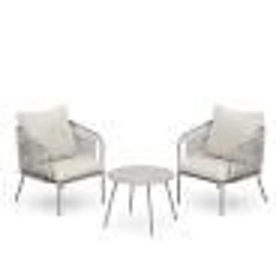 GARDEN STORIES ROPE 2 CHAIRS & TABLE BISTRO SET