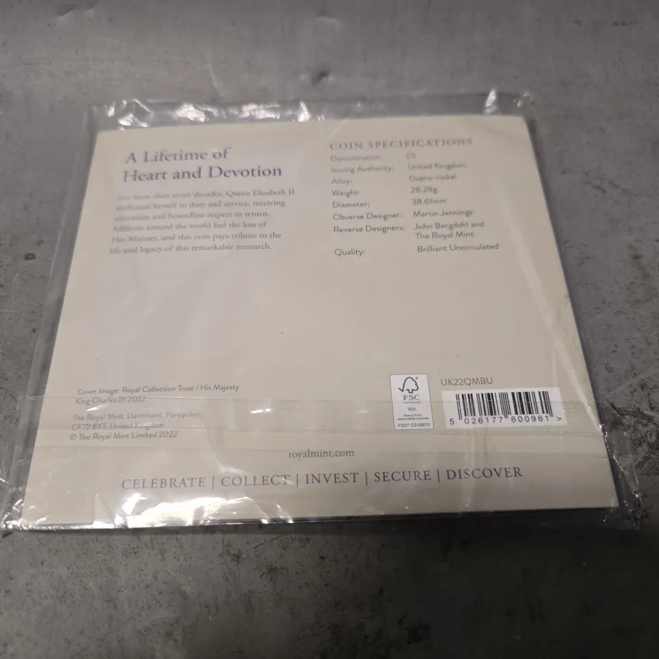 SEALED THE ROYAL MINT HER MAJESTY QUEEN ELIZABETH II 2022 UK £5 UNCIRCULATED COIN 