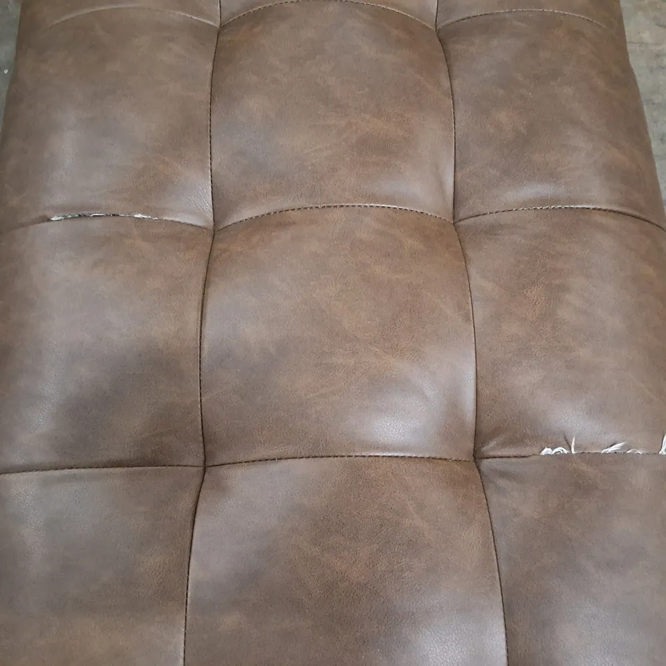 BROWN FAUX LEATHER STORAGE FOOTSTOOL