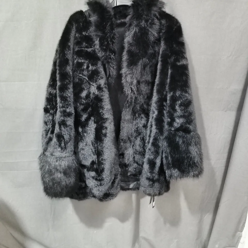UK SIZE L/XL SCOTT AND GIBSON FUR COAT – WOMEN'S, BLACK & GREY
