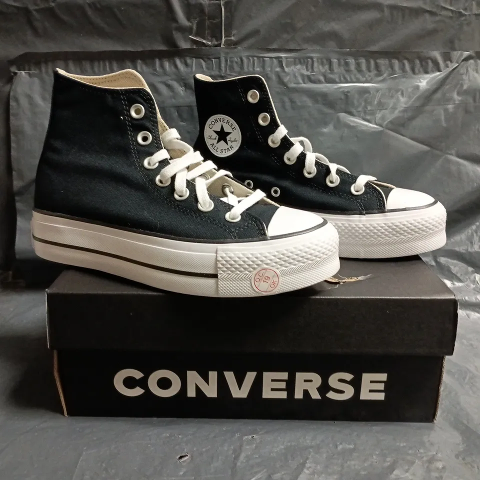 BOXED PAIR OF CONVERSE SHOES IN BLACK SIZE UK 3.5