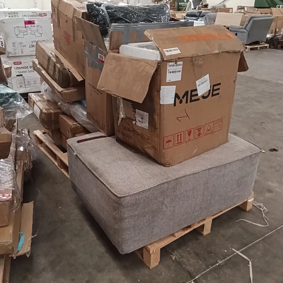 PALLET OF ASSORTED, INCOMPLETE FURNITURE PARTS AND PIECES 