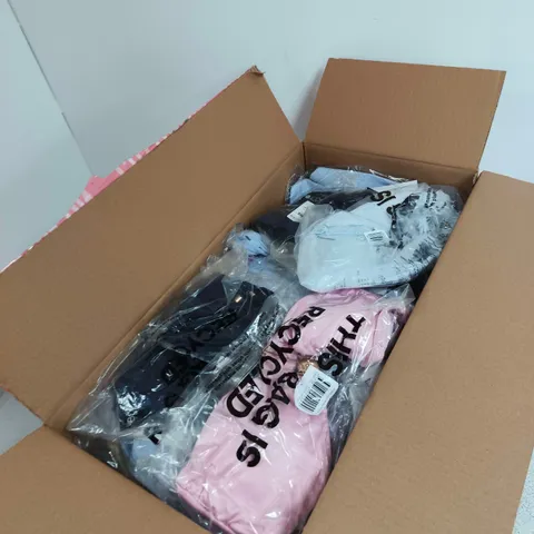 BOX OF APPROXIMATELY 15 ASSORTED CLOTHING ITEMS TO INCLUDE: KEYHOLE CAMI S