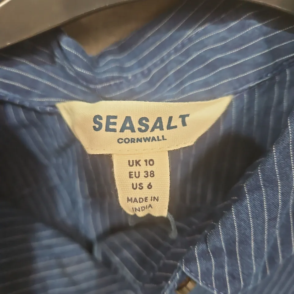 SEASALT CORNWALL BLUE STRIPE SHIRT, UK 10