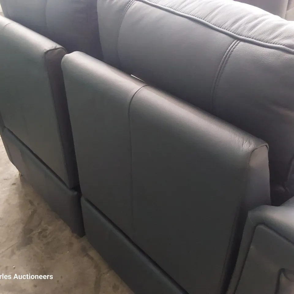 QUALITY BRITISH DESIGNER G PLAN RILEY MANUAL RECLINING TWO SEATER SOFA CAMBRIDGE NAVY LEATHER 