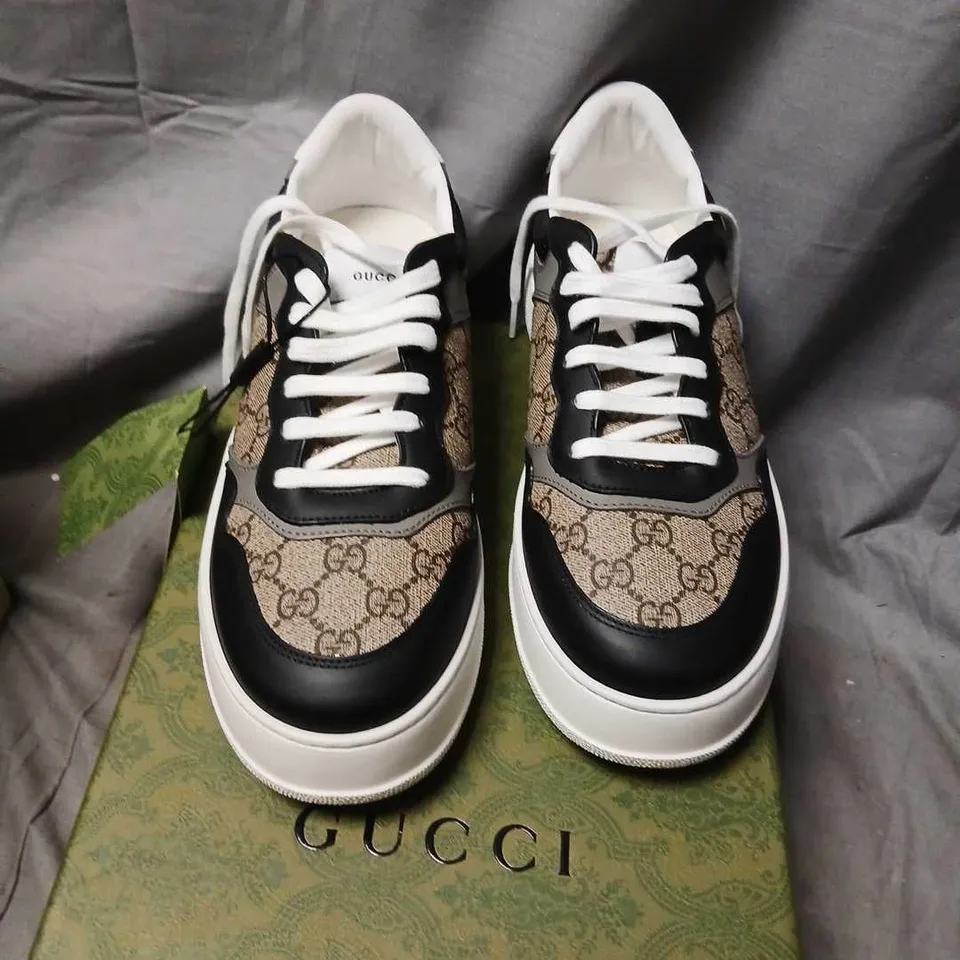 GUCCI MONOGRAM SNEAKERS – BLACK/GREY, MEN'S UK 9