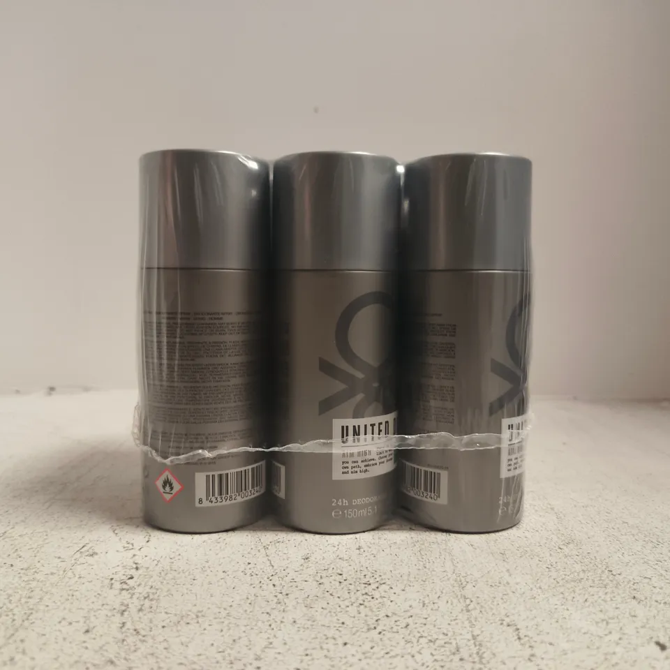 SET OF 6 BENETTON UNITED DREAMS AIM HIGH DEODORANT SPRAY (150ML)
