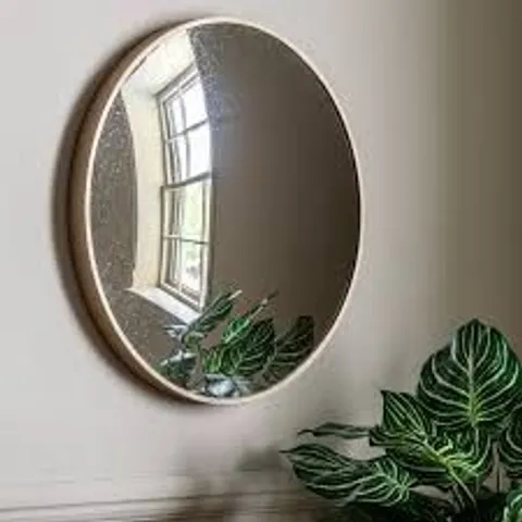 BOXED MANUFACTURED WOOD ROUND MIRROR (1 BOX)