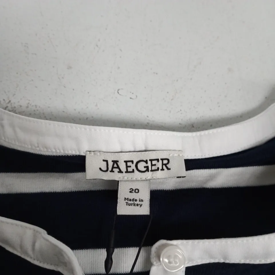 JAEGER STRIPED KNIT TOP – NAVY & WHITE, UK SIZE 20