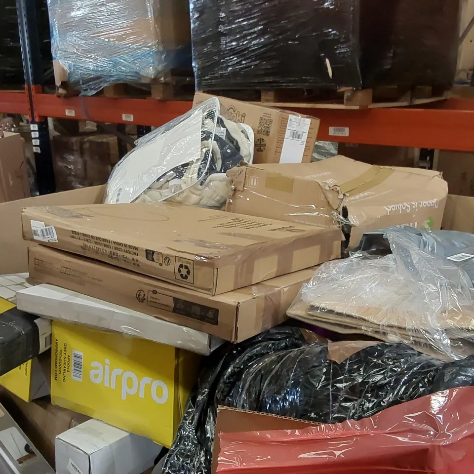 PALLET OF ASSORTED ITEMS INCLUDING: ELECTRIC BLANKETS, ECO HEATER, BLINDS, BOOSTER SEATS ECT