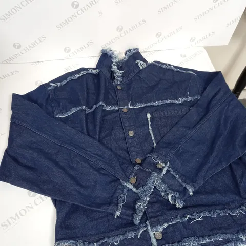 BOOHOO MAN RIPPED EFFECT DENIM JACKET SIZE L