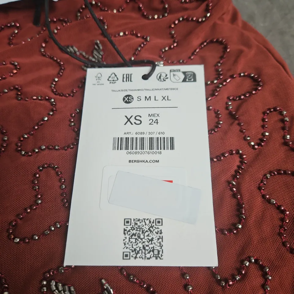 BERSHKA WOMEN'S RED EMBELLISHED MINI SKIRT – XS 