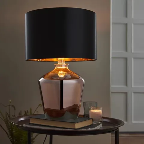 BOXED TRYSTAN 47cm TABLE LAMP - COPPER/BLACK (1 BOX)