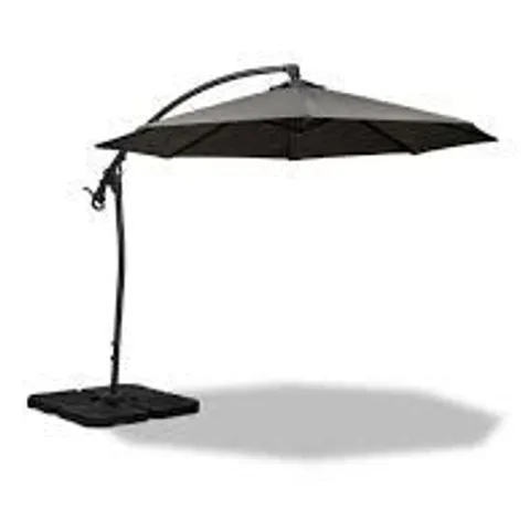 BOXED ROYALCRAFT GREY DELUXE PEDAL ROTATING CANTILEVER OVERHANGING PARASOL 3m (1 BOX)