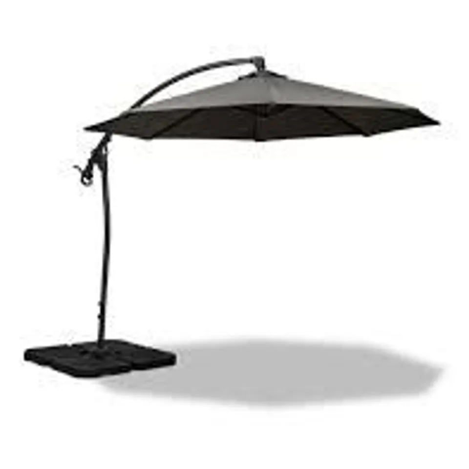 BOXED ROYALCRAFT GREY DELUXE PEDAL ROTATING CANTILEVER OVERHANGING PARASOL 3m (1 BOX)