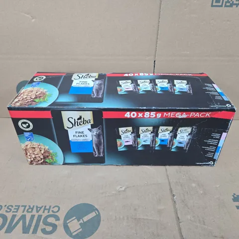 BOXED 40 X 85G SHEBA FINE FLAKES ADULT WET CAT FOOD POUCHES MIXED FISH IN JELLY  