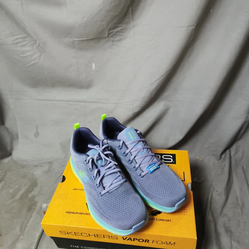 SKECHERS VAPOR FOAM WOMEN'S SHOES – UK 8 (US 10), PURPLE KNIT WITH NEON ACCENTS