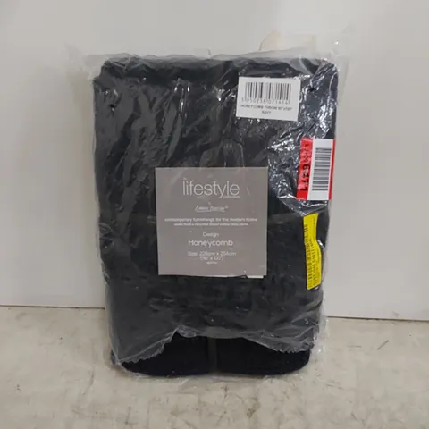 BAGGED VITELA HONEYCOMB THROW 228 X 254cm - NAVY