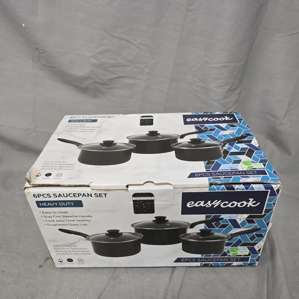 BOXED EASYCOOK 6 PIECE SAUCEPAN SET 