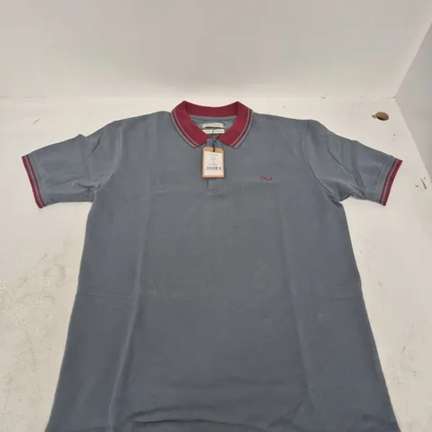 PAUL HUNTER RONALD POLO IN GREY/BLUE - LARGE