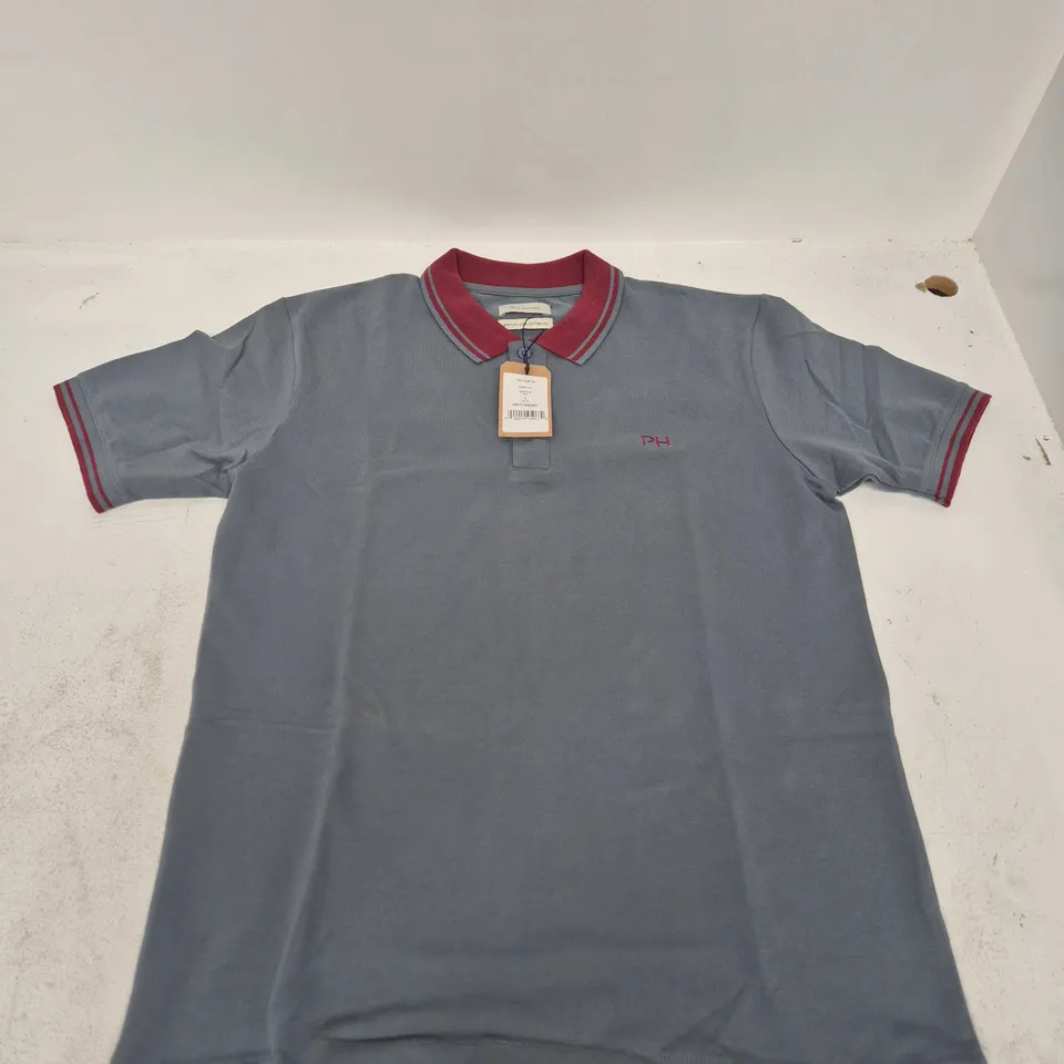 PAUL HUNTER RONALD POLO IN GREY/BLUE - LARGE