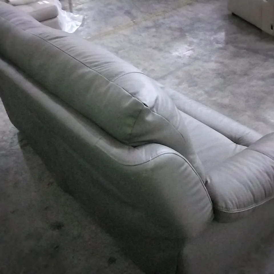 QUALITY DESIGNER GREY LEATHER 3 SEATER SOFA