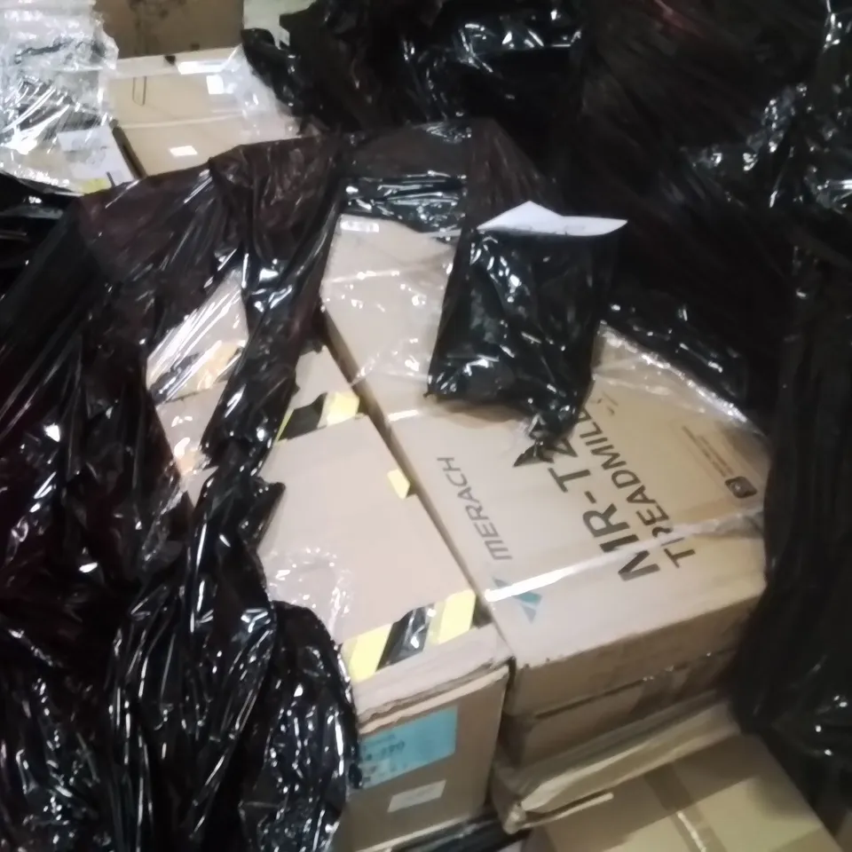PALLET OF ASSORTED HOUSEHOLD GOODS AND PRODUCTS TO INCLUDE;CEILING LIGHT,LAMP,TREADMILL 