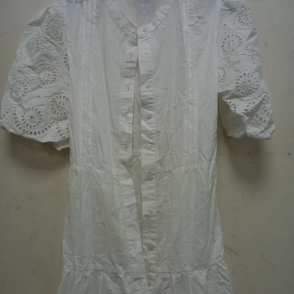DOROTHY PERKINS BRODERIE TRIM MIDI DRESS IN IVORY - SIZE 16