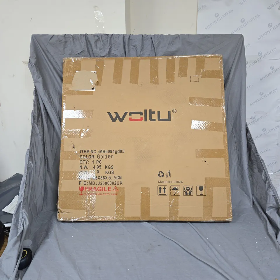 .LARGE ROUND WALL MIRROR WITH HANGING INSTRUCTIONS. 86 CM WIDTH